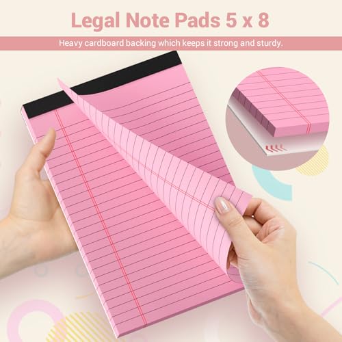 Image of Legal Pads 5x8 Colored Note Pads, 4 Pack College Ruled Notepads 5x8 Lined Paper, Colored Notebook Paper Writing Pads 30 Sheets per Colored Paper Small Legal Pads 5x8 for Home Office School Supplies