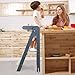 yifaeux Toddler Tower Kitchen Learning Stool Helper, Foldable Kids Standing Tower for Counter, Collapsible Adjustable Baby Child Step Stool with Safety Net for Bathroom Beige