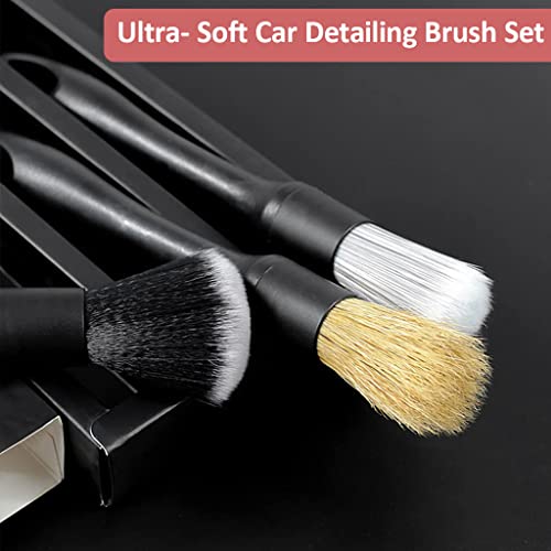 Image of 3Pcs Car Cleaning Brush, Car Detailing Brush Set with Box, Car Duster Brush Chain Cleaning Brush Soft Bristle Cleaning Brush for Car Interior, Dashboard, Wheel, Window, Keyboard, Air Conditioner, Gap
