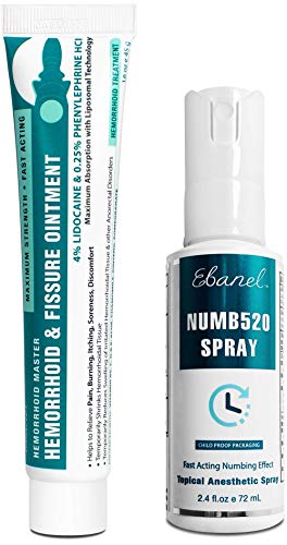 Ebanel Bundle of Lidocaine Numbing Spray, and Hemorrhoid Master