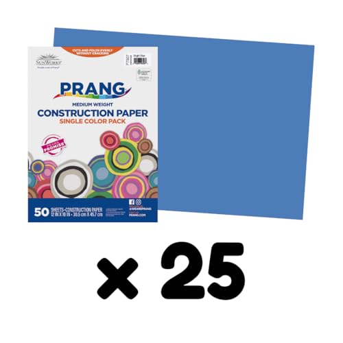 Image of Prang Construction Paper, 12 inch x 18 inch, Bright Blue, 50 /Pack, 25 Packs | Formerly SunWorks, Class Pack, 1250 Sheets Total, P7507