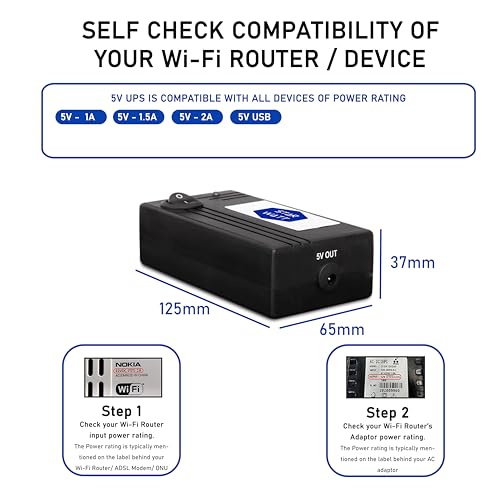 Image of 5V Mini UPS with Power Adaptor for 5V WiFi Routers, WiFi Cameras, Biometric & USB Powered Devices| Uninterrupted Power Backup for 3-10 Hours | Supports All 5V Upto 2A | Replaceable Battery
