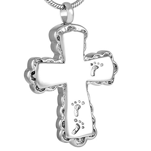 dingsheng Cadena para hombre joven joyas huella de pie en cruz colgante pedernal joyas colgante ceniza hombres mujeres collar