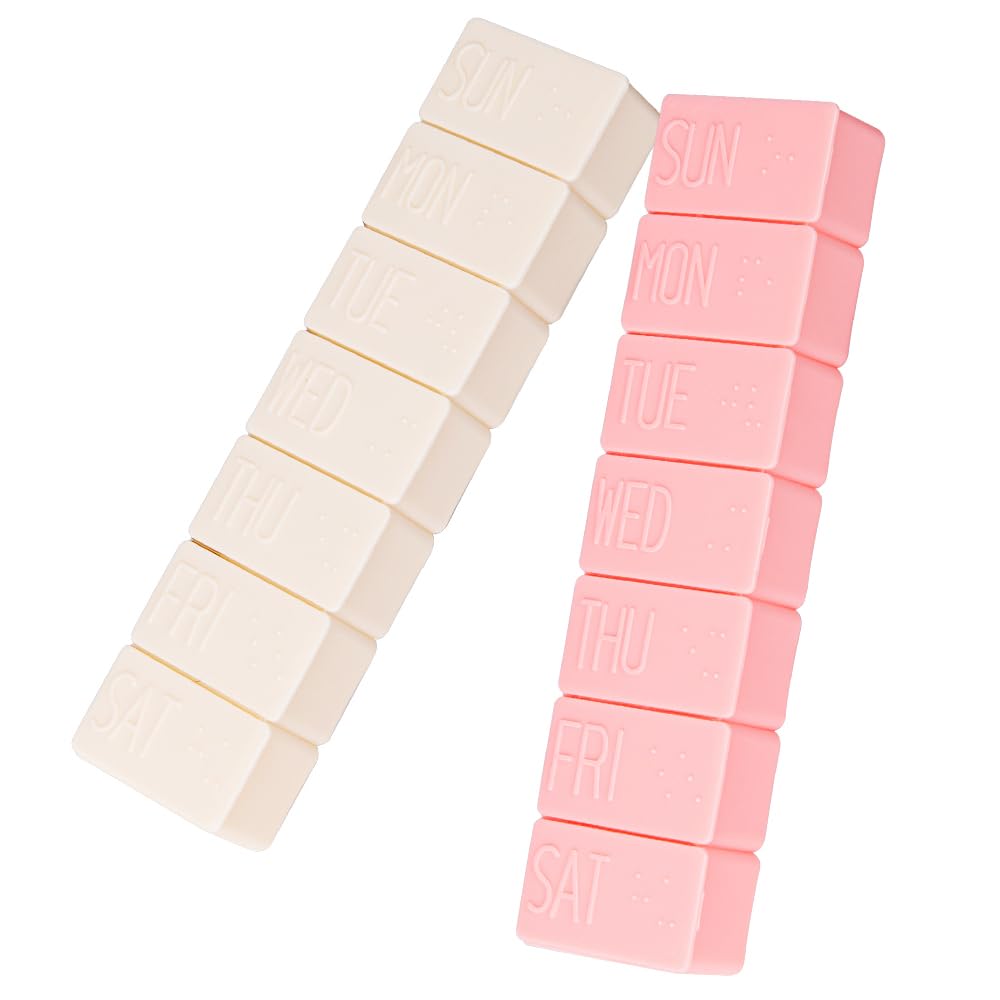 2Pack Weekly Pill Organizer,Extra Large 7 Days Pill Cases Travel Daily Pill Box for Fish Oil, Calcium Tablets Supplements and Other Vitamin Pill