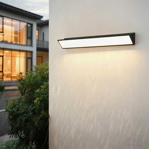 Luminaire extérieur LED étanche IP65 applique noire 60cm longue pour façade