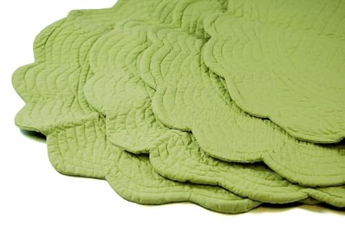 DLZFUDTY Manteles Individuales, Manteles Individuales y Pos Juego de 4 manteles Individuales Acolchados Redondos de 17", Color Verde