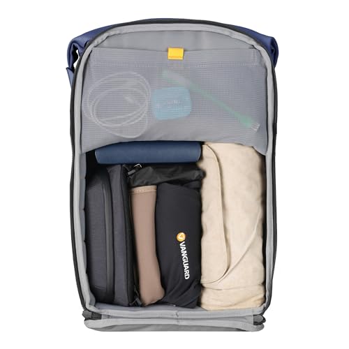 Image of VANGUARD VEO Lite B25L Camera & Everyday Backpack (Navy) - Fits Full-Frame Camera with 70-200mm Attached + 3-4 Lenses, 16 inch Laptop Storage, 3-Way Access, Convertible Daypack Design