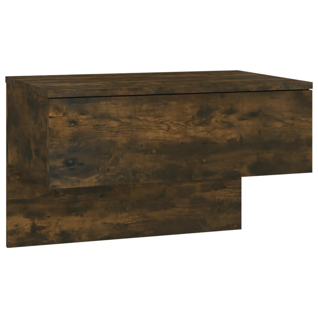 Set di 2 comodini sospesi, montaggio a parete, in legno di rovere affumicato, comodino da parete salvaspazio per libri e ornamenti, facile da pulire e stabile