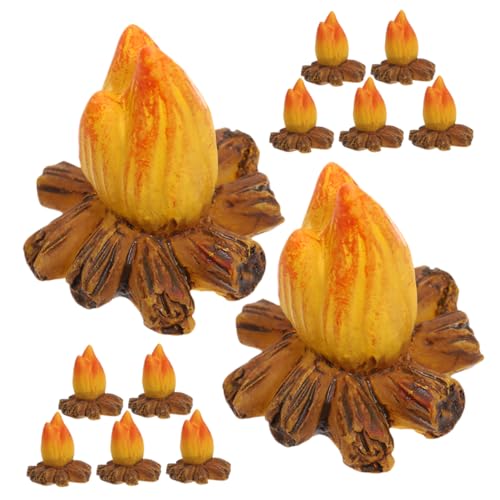 Toyvian Lot de 12 Set De Mini Feux De Camp Décoratifs en Résine pour Maison De Poupée, Décoration Intérieure, Accessoires Miniatures De Feu De Camp pour Fête Et Ambiance Camping Forestier