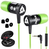 KLIM Fusion Earbuds with Mic Audio - Long-Lasting Wired Ear Buds + 5 Years Warranty - Innovative: in-Ear with Memory Foam Earphones with Microphone - 3.5mm Jack - New Earphone 2020 Version - Green