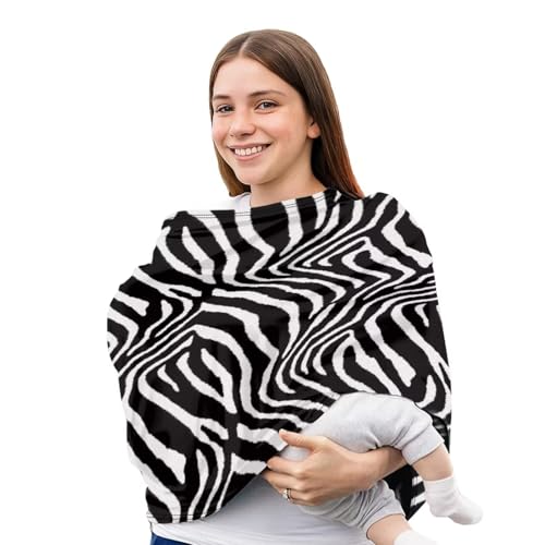 Image of Forchrinse Zebra Stripes Baby Car Seat Canopy for Boys Girls-Soft Nursing Breastfeeding Cover Multi-use Stroller Cover Washable