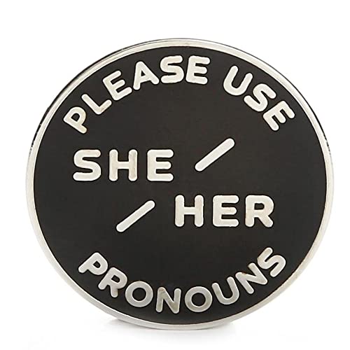 Broche émail non binaire She Her en acier allié durable