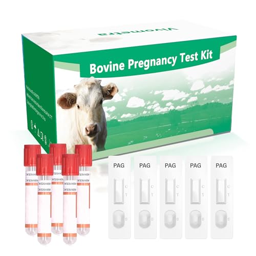 Bovine Pregnancy Test Kit - Includes 5 Tests Rapid Results in 5-20 Minutes for Dairy & Beef Cows Whole Blood Serum & Plasma-Based Tests