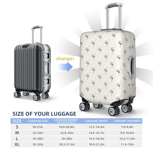 White Minimalism Peonies Elastic Travel Luggage Covers Dustproof Scratch-Resistant Suitcase Protector Fit 22-24 Inch4