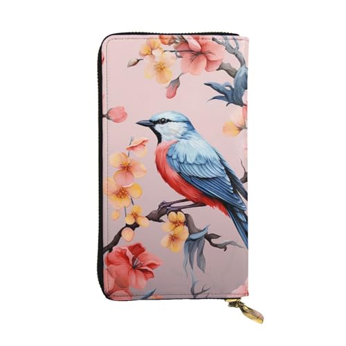 Portefeuille en cuir de qualité supérieure illustré fleurs et oiseaux pour homme et femme