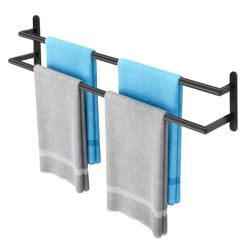 32Inch Double Towel Bar, JIAPAIDUO Towel Rack for Bathroom, Stainless Steel Double Bath Towel Bar, Wall Mounted Towel Holder, Matte Black
