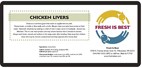 Fresh Is Best - Freeze Dried Healthy Raw Meat Treats for Dogs & Cats - Chicken Livers