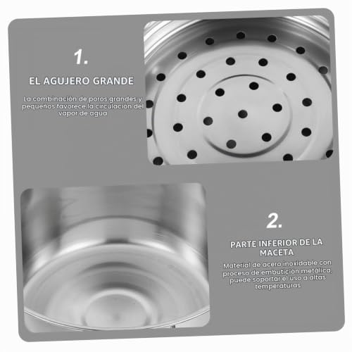 Miniatura 3 de Artsewply Olla Vaporera Inoxidable Doble Para Cocer Y Hervir Olla Grande Para Cocina De Inducción Y Gas Resistente Y Antiadherente Utensilio Multifunción Para Vapor Y Sopa
