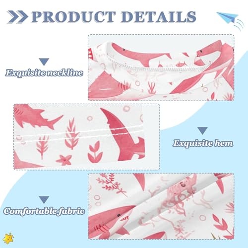 Cartoon Sharks Girls Bathing Suit UV Protection Sports Shirts Swimwear Beach Tops 3T3