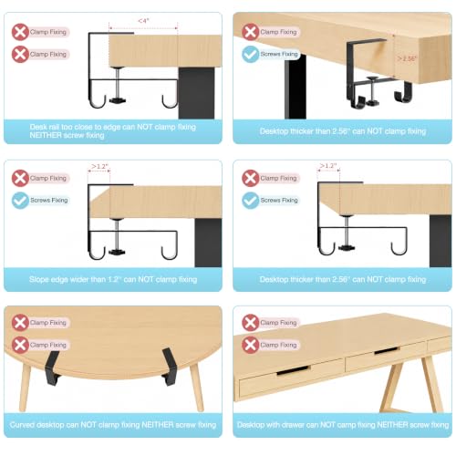 Image of No Drill Under Desk Cable Management Tray,30 inch Felt Cord Organizer for Table | Clamp or Screw Mount, Converts to Privacy Panel, Pegboard Design, Wire Management for Standing Desk & Home Office
