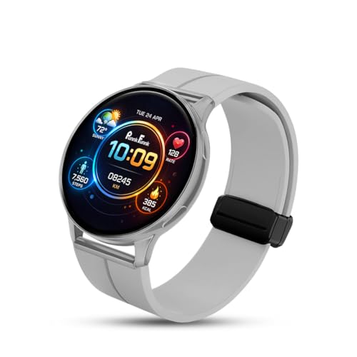Image of PunnkFunnk Active 5 Smart Watch with 1.3 inch AMOLED HD Display | Bluetooth Calling, AI Voice Assistant, 100+ Sports Modes, Heart Rate & SPO₂ Tracking, IP68 Waterproof for Men & Women- (Grey)