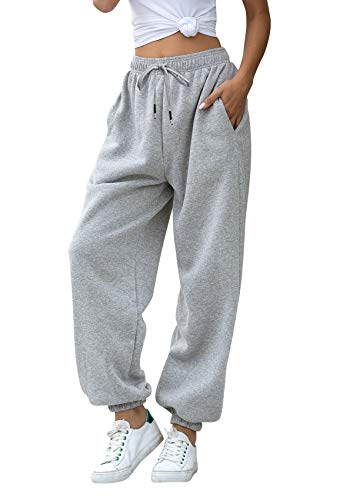 Womens Cinch Bottom Sweatpants Pockets High Waist Sporty Gym Athletic Fit Jogger Pants Lounge Trousers2