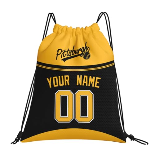 ANTKING Pittsburgh Drawstring Bags Custom Name Number Backpack Gifts for Men Women