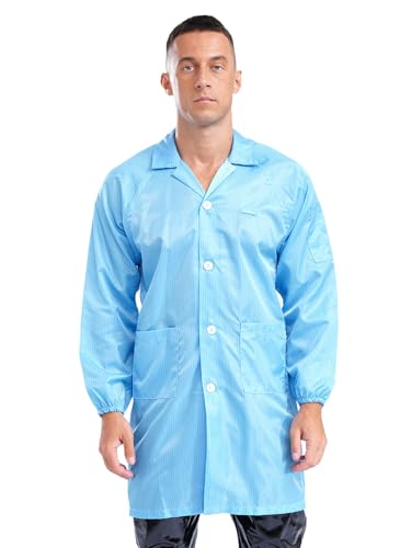 Image of Lapel Lab Coat Science Jackets for Mens Unisex Long Sleave Non-disposable Workwear Uniform
