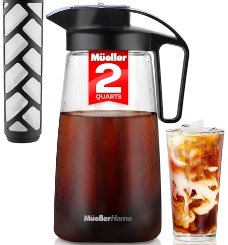 Comparison: Best Mueller Cold Brew Maker 1 Cold Brew Coffee Maker, 64 oz Tritan Fortified Pitcher, Pour Spout Handle Lid, Resilient & Leak-Proof for Iced Coffee Tea