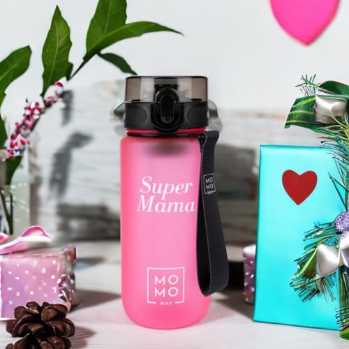 MOMO WAY Super Mama Drinking Bottle BPA-Free Tritan Water Bottle Gift for the Best Mum Mother's Day Gift Super Mama 600ml Pink - Image 2