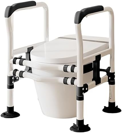 Toilet Safety Rail, Adjustable Grab Bar Handles for Elderly & Disabled, Stability Bathroom Support Railing for Seniors, Secure Bathroom Assistance Aid
