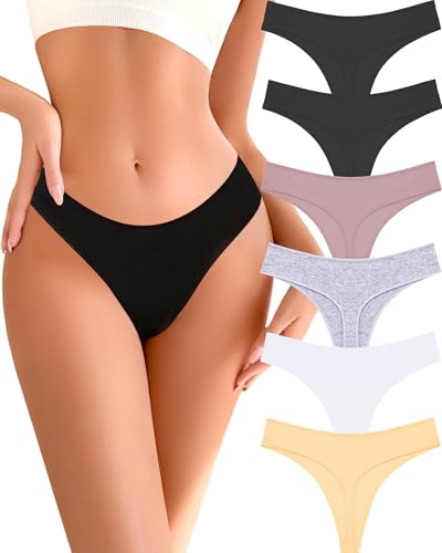 Image of READY TO LOVE Cotton Underwear for Women Pack Breathable Thongs for Women Sexy Stretch Soft Womens Panties Thong XS-XL