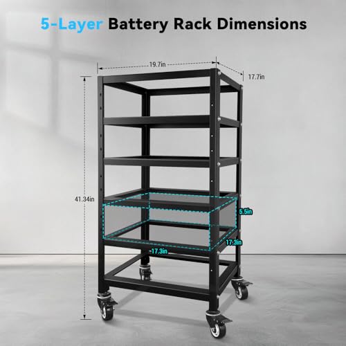 SUNGOLDPOWER 3U Server Rack 5-Layer for Stackable 48V 100AH Rack Lithium Batteries, Open Ventilation Design with Wheels, for Solar System and Energy Storage by SGPWATT - Image 3