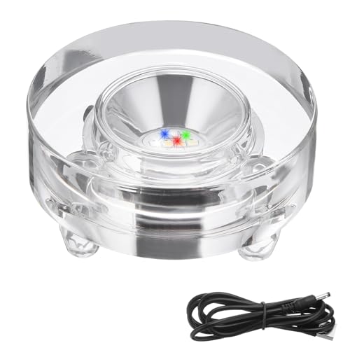 Base lumineuse LED PATIKIL ronde 7.6cm avec 7 lumières colorées pour cristal et verre