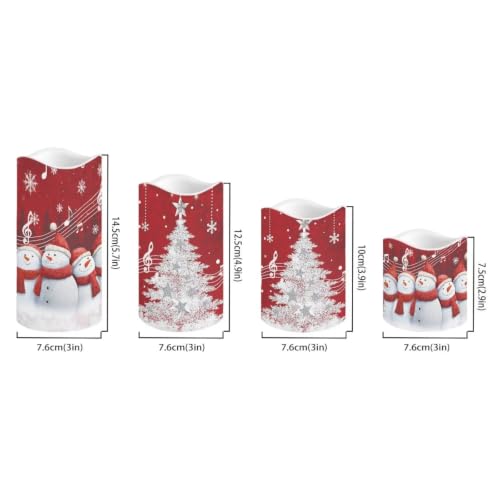 Image of Stained Glass Cardinal LED Flameless Candles Set of 4 | Flameless Candle Set with Timer, Battery Operated, Fake Candles for Living Room Table Centerpieces