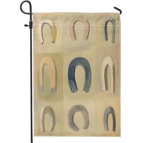 Spring Horseshoes Garden Flags 12x18 Inch Double Sided for Outside, Modern Minimalist Country Pattern Standard Canvas House Flags, Western Front Yard Backyard Lawn Flags