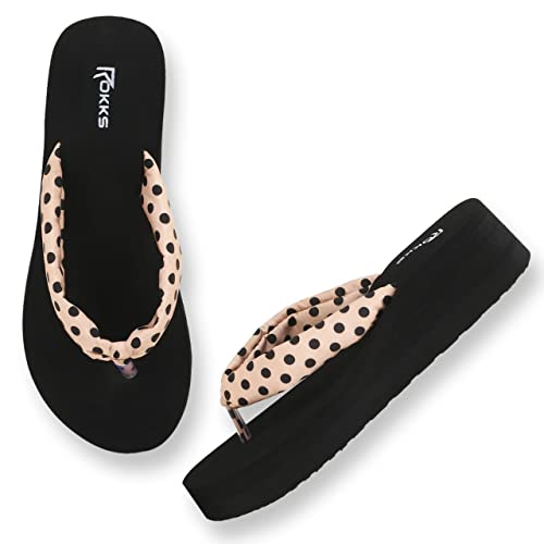 Image of ROKKS Woman's Fashionable Mid-Heel Sandals Flip-Flops Regular Wear Comfortable Slipper for Girls / Ladies(AE-Heel-031)