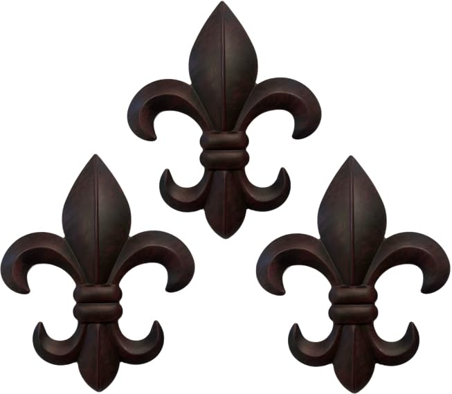 Top Brass 8" Metal Fleur De Lis Wall Decor Art (3 Pack) - New Orleans Style Home Decor