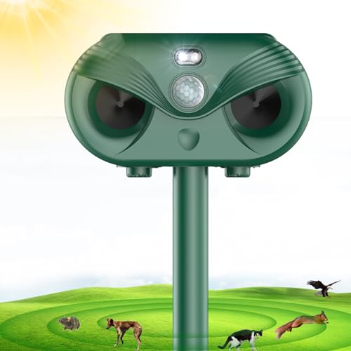 Preisvergleich Produktbild Katzenschreck Ultraschall, 2024 Upgraded Solar Tiervertreiber Marderschreck, 4 Modi Katzenvertreiber Ultraschall Wasserdicht mit Bewegungsmelder Blinklicht für Garten,Katzen, Hunde, Vögel, Füchse