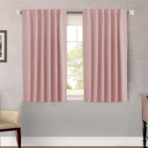 Image of H.VERSAILTEX Blackout Curtains Thermal Insulated Window Treatment Panels Room Darkening Blackout Drapes for Living Room Back Tab /Rod Pocket Bedroom Draperies (2 Panels, Baby Pink, 52 x 45 Inch)