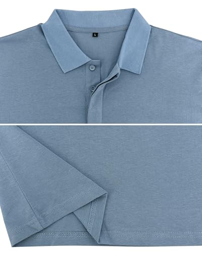 Men's Long Sleeve Polo Shirts Basic Soild Cotton T-Shirt Lightweight Casual Button Collared Shirt Top2