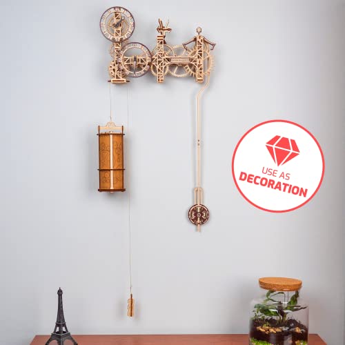 WOODEN.CITY Steampunk Wall Clock – 3D Wooden Clock Puzzle for Adults & Teens, Mechanical Pendulum Clock Building Kit with 257 Pieces