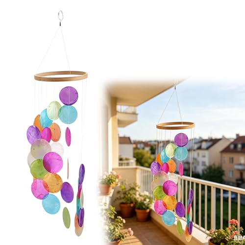 Scacciapensieri a forma di conchiglia, acchiappasogni in madreperla, per decorazione da giardino, ghirlanda di conchiglie, ghirlanda, decorazione boho per finestre, soggiorno, balcone, terrazza