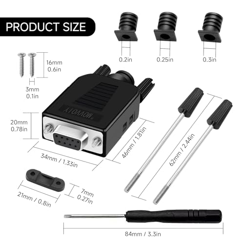 DB9 Serial Adapter, Female Connector, 9-Pin Port, Terminal Connector, Signal Module with Case