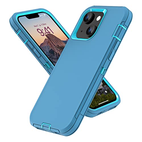 Image of Sansunto Full Body Protection Case for iPhone 13 Phone, Heavy Duty Shockproof Silicone Rubber Cover for Men & Women, Rugged Hybrid Durable Phone Cases for iPhone 13 in 6.1 Inch. (Teal /Turquoise)
