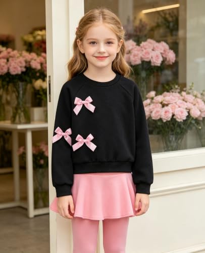 Image of Toddler Girl Clothes Ruffle Long Sleeve Heart Print Tops and Pants 2PC Little Girl Winter Outfits Size (4-7T)