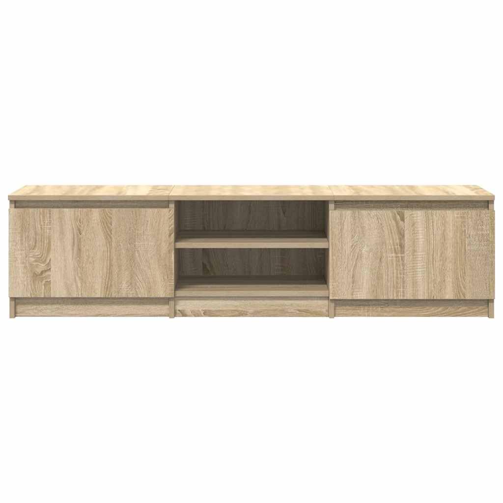 Générique TV-Möbel Eiche Sonoma, 140 x 40 x 35,5 cm, Holz | 2 Türen, 2 offene Fächer, einfach zu montieren, Reinigung mit feuchtem Tuch