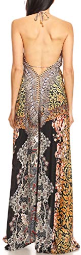 Image of Sakkas Lizi Womens Maxi High-Low Halter Handkerchief Long Dress Beach Party