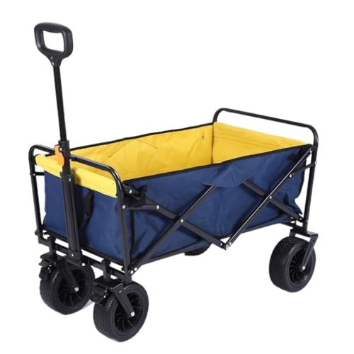 Outdoor-Trolley Campingwagen Outdoor Camp Field Hand Push Faltbarer Picknickwagen Zugstange Kleiner Anhänger Campingfahrzeugausrüstung Gartenwagen(Blue)