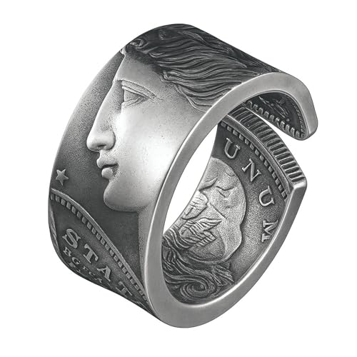 MongravaBowls Morgan Silver Coin Ring – Handcrafted from 1921 Morgan Coins, Adjustable Vintage 90% Silver Ring for Men & Women, Dual-Sided Historical Design, A Collectible Craftsmanship Piece